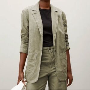 Everlane Utility Organic Cotton One Button Blazer Jacket Size XS